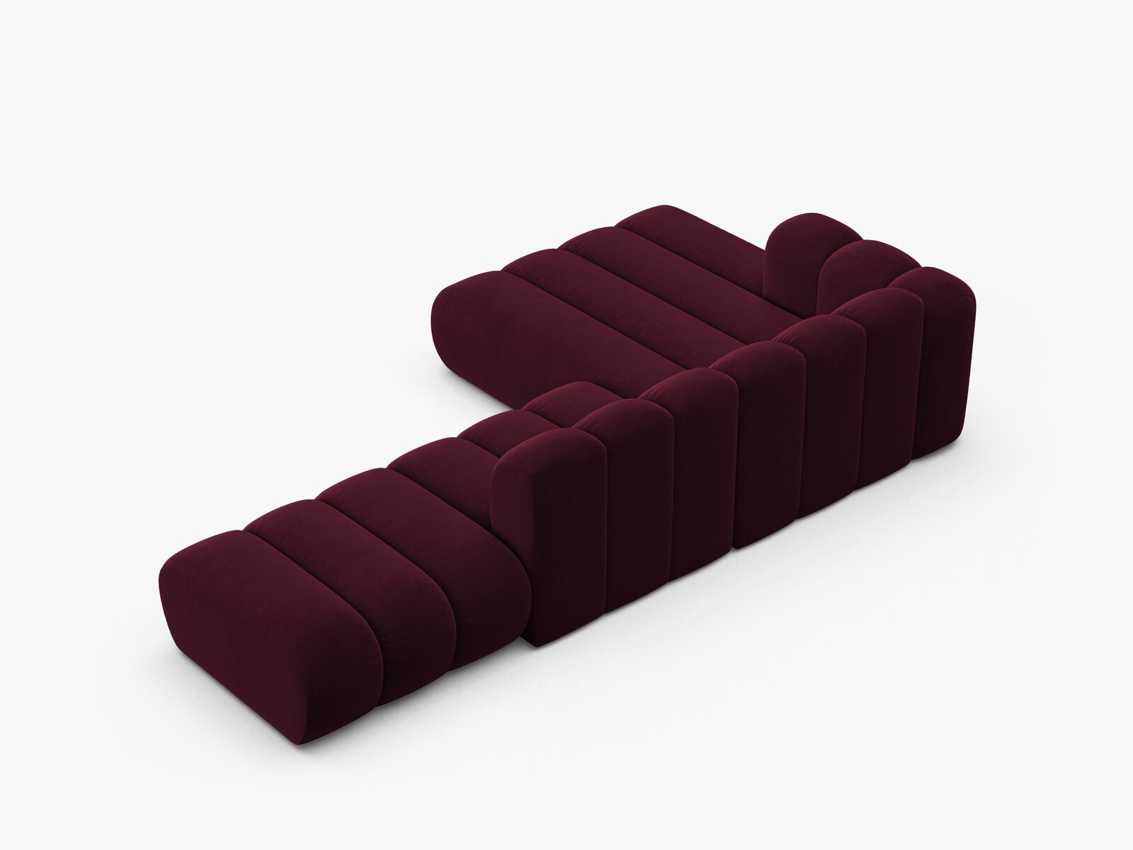 Micadoni Modulares Ecksofa offen Lupine 5-Sitzer Links Samt Venus Burgunder