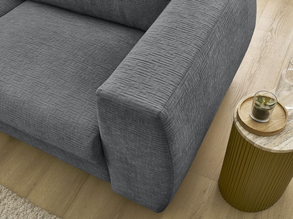 Bobochic Hugo Schlafsofa 3-Sitzer Strukturstoff Dunkelgrau, Liegefläche 160 × 190 cm