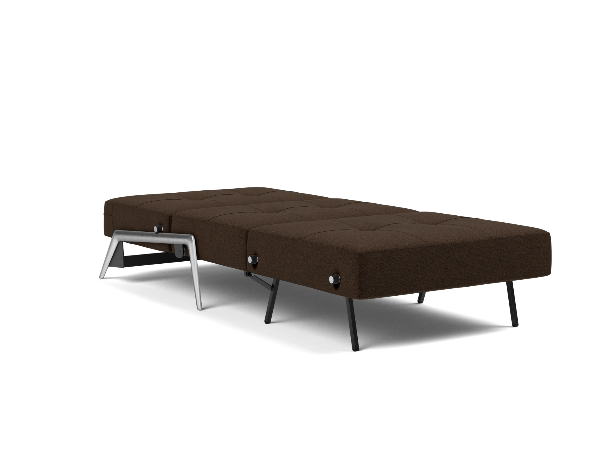 Schlafsessel Cubed 90 Strukturierter Stoff Taura 358-Chocco Beine Aluminium