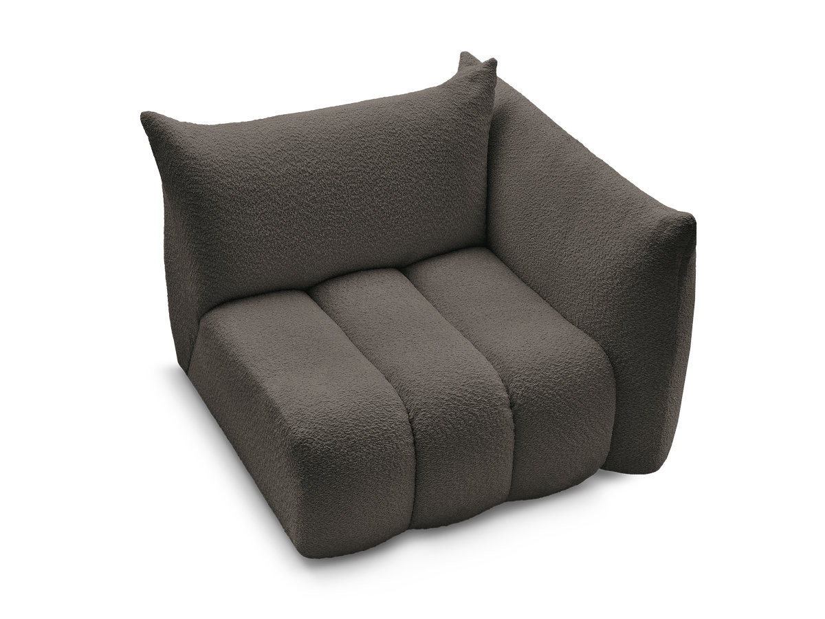 Bobochic Azra Sofamodul 1-Sitzer 117 × 112 cm Bouclé-Stoff Braun Ecke rechts