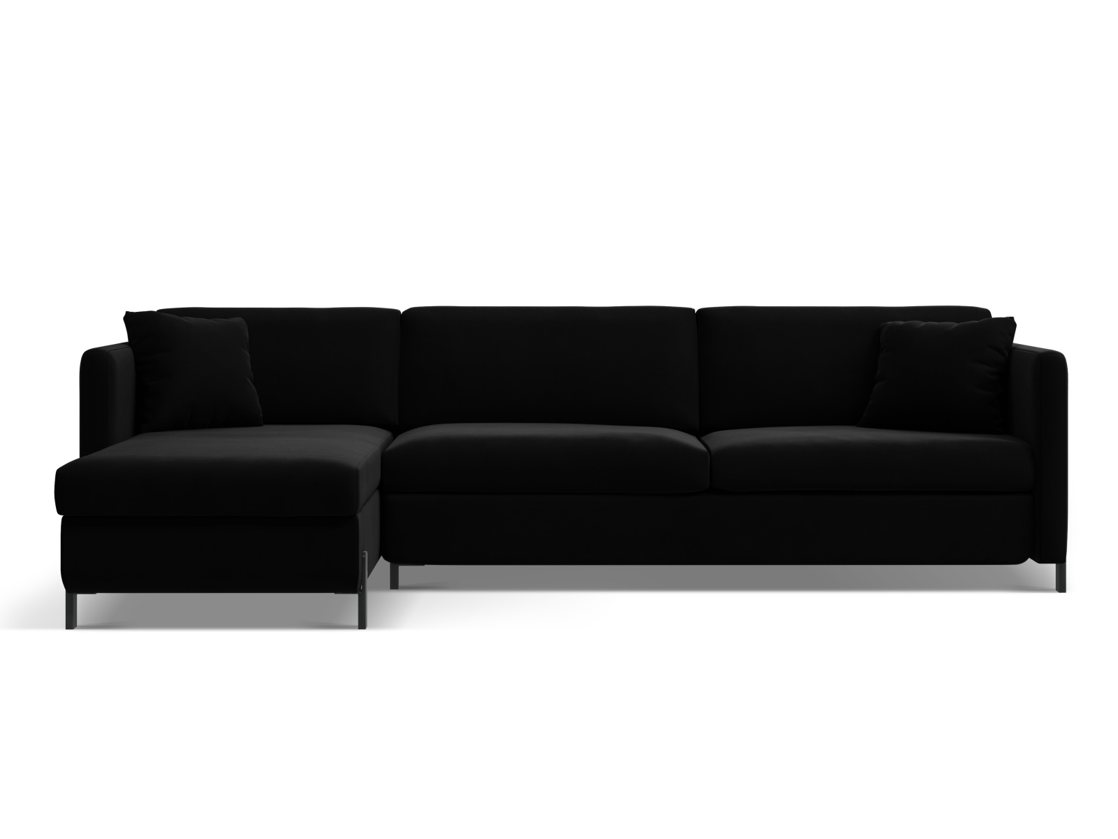 Micadoni Schlaf-Ecksofa Gloria 5-Sitzer Links Samt Schwarz 205x160
