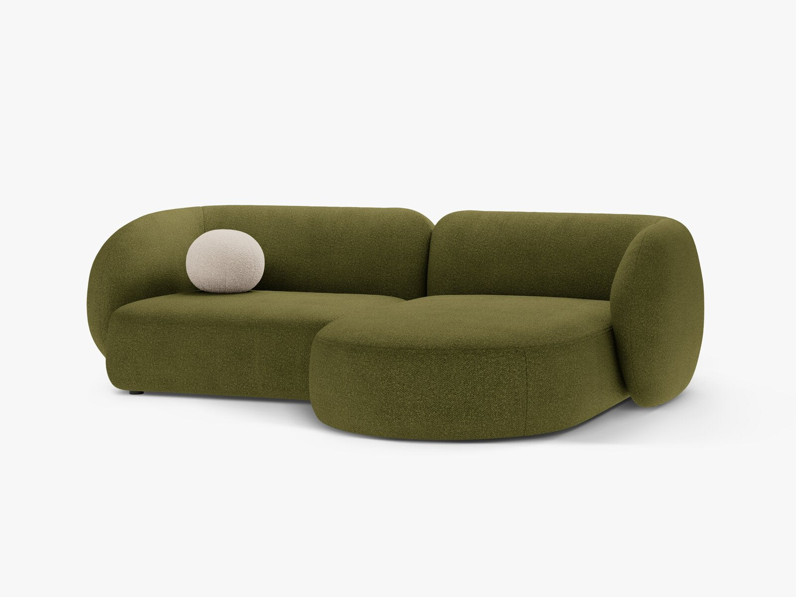Micadoni Ecksofa Kate 2-Sitzer Rechts Boucle Baloo Dunkel-Olivgrün