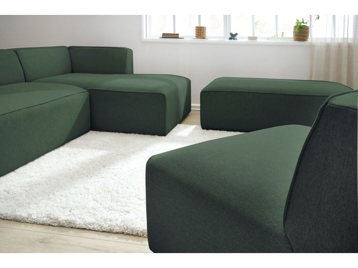 Bobochic Megeve Ecksofa mit Pouf Melange-Stoff Grün Ecke rechts
