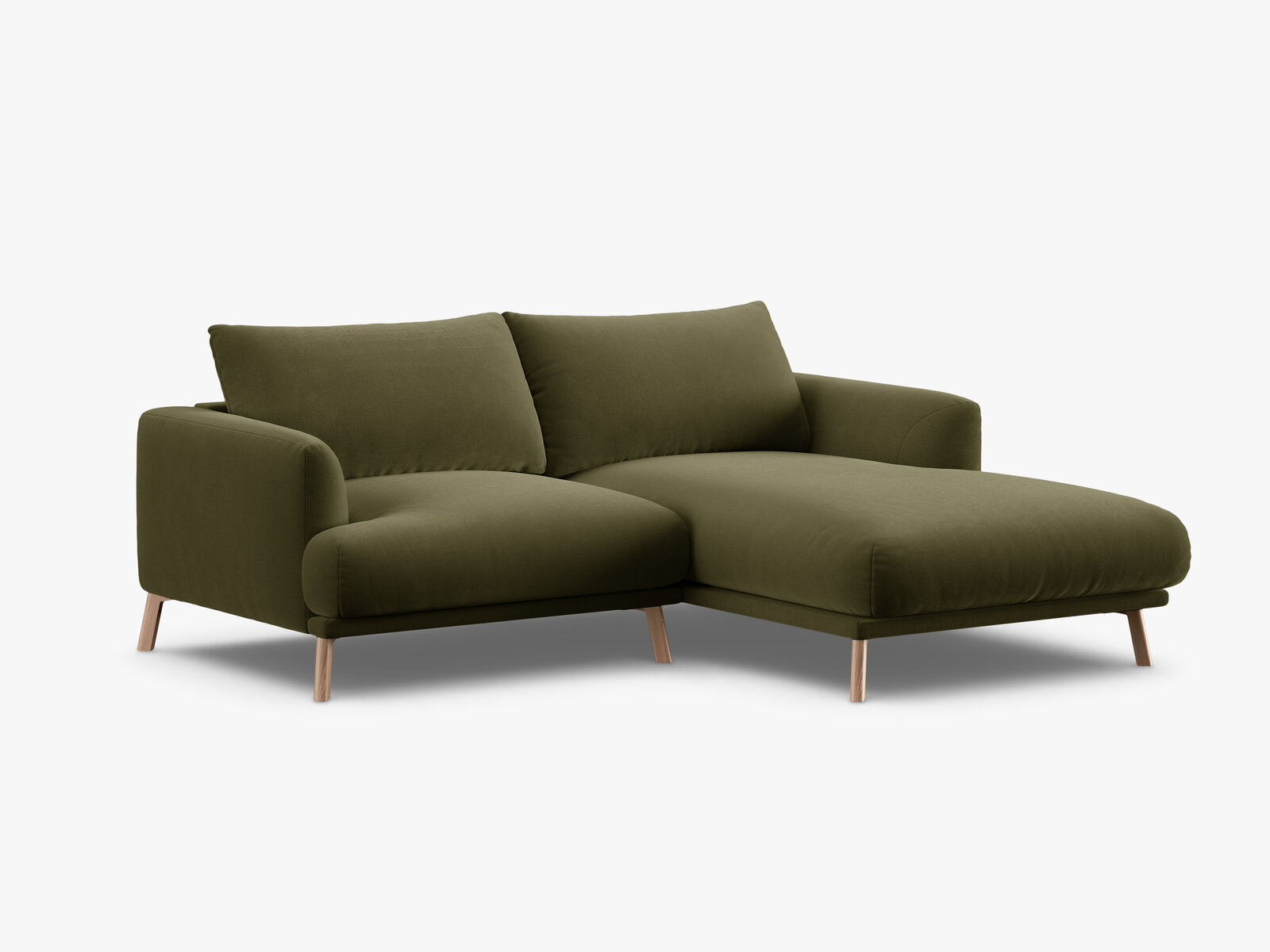 Micadoni Ecksofa Naomi 3-Sitzer kleine Version Rechts Samt Salvador Grün