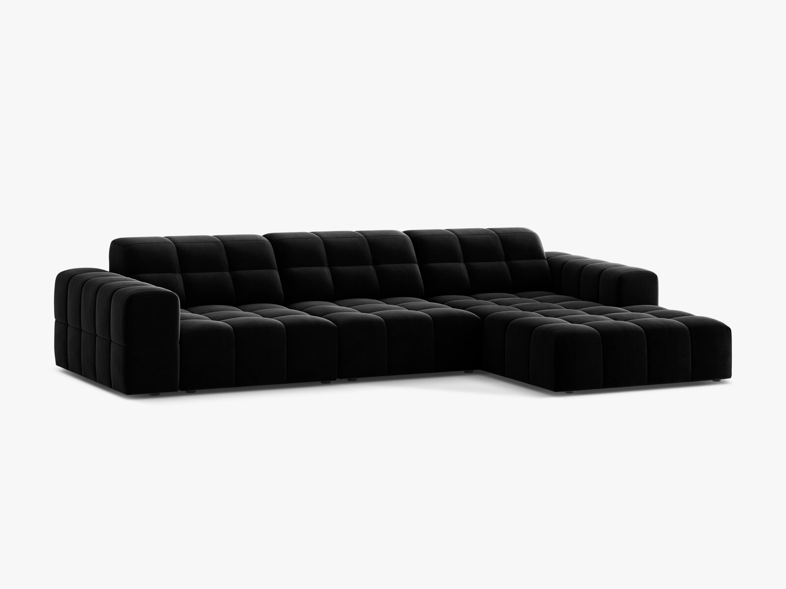 Micadoni Ecksofa Jennifer 4-Sitzer Samt Venus Schwarz Rechts