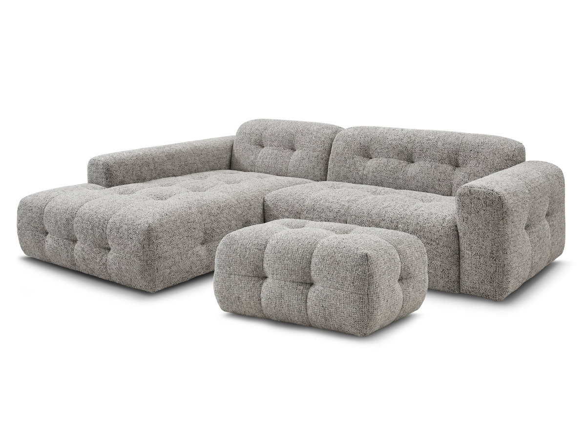 Bobochic Laura Ecksofa mit kleinem Pouf Melange-Stoff Taupe Ecke links