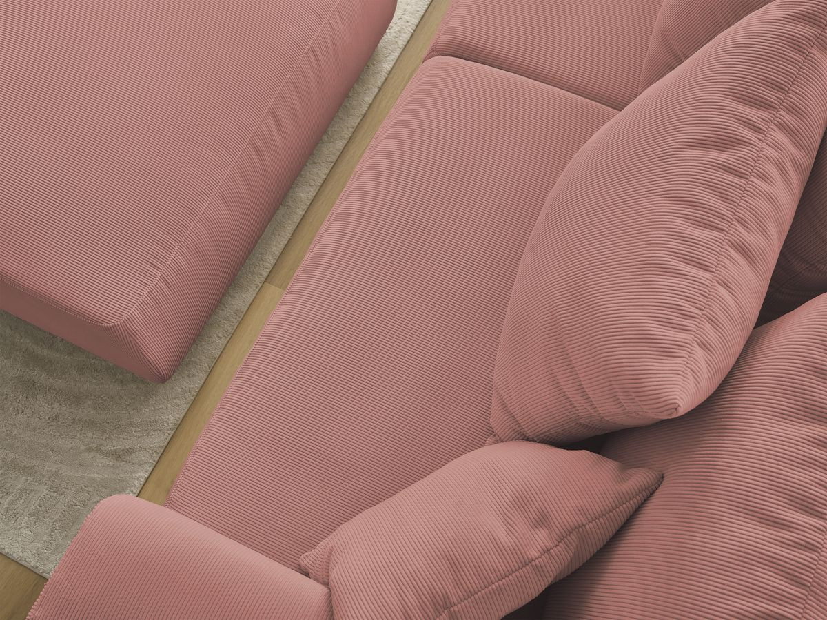 Bobochic Sidonie Sofa 3-Sitzer mit Pouf Cordsamt Rosa
