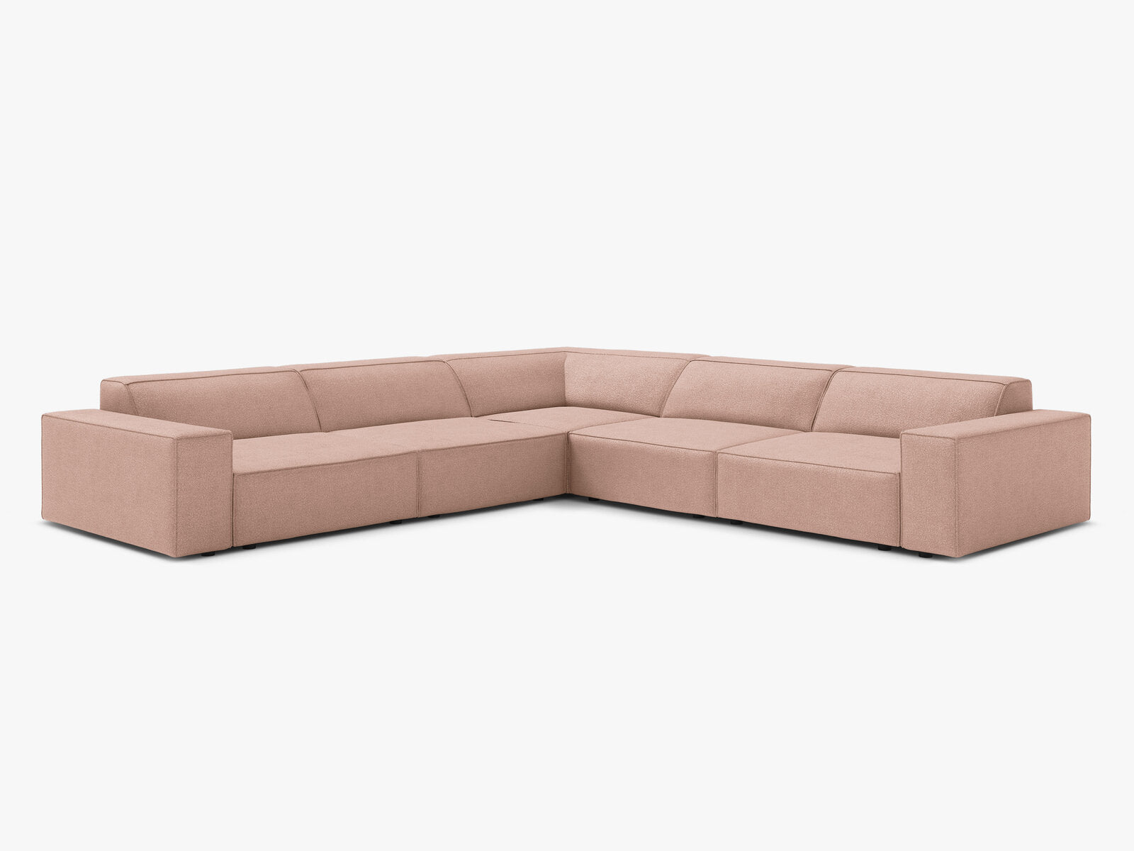 Micadoni Symmetrisches Ecksofa Jodie 6-Sitzer Boucle Baloo Puderrosa