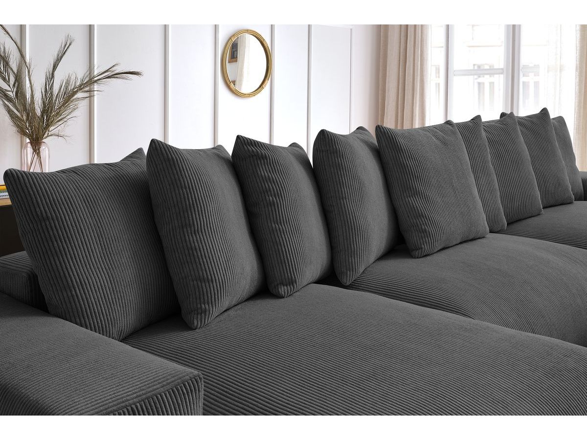 Bobochic Voltaire Wohnlandschaft 420 × 165 cm Cordsamt Dunkelgrau