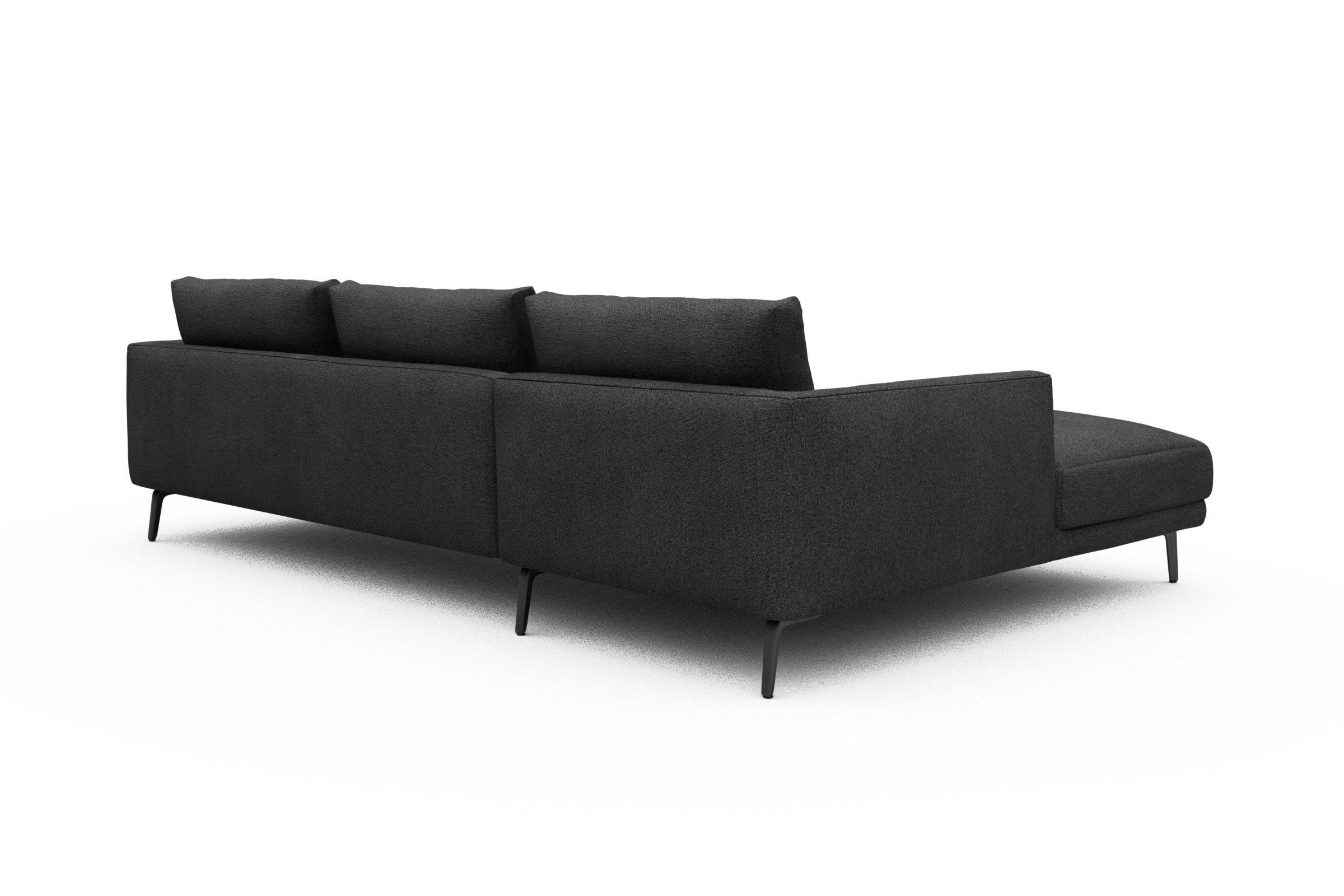 Ecksofa Karl Chaiselongue links mit 2,5-Sitzer Boucle-Charcoal