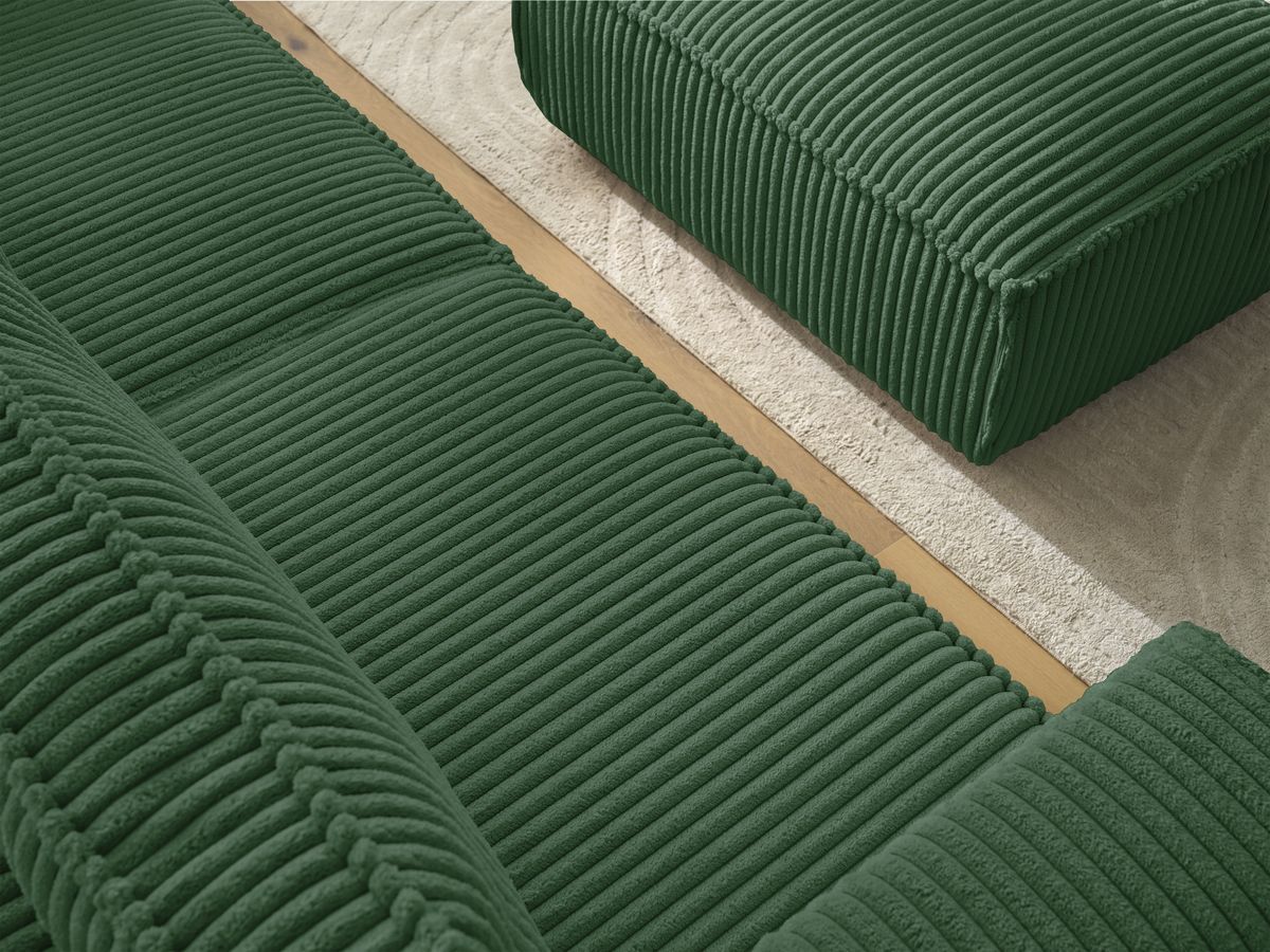 Bobochic Chelsea Sofa 4-Sitzer mit Pouf Breitcord weich Grün