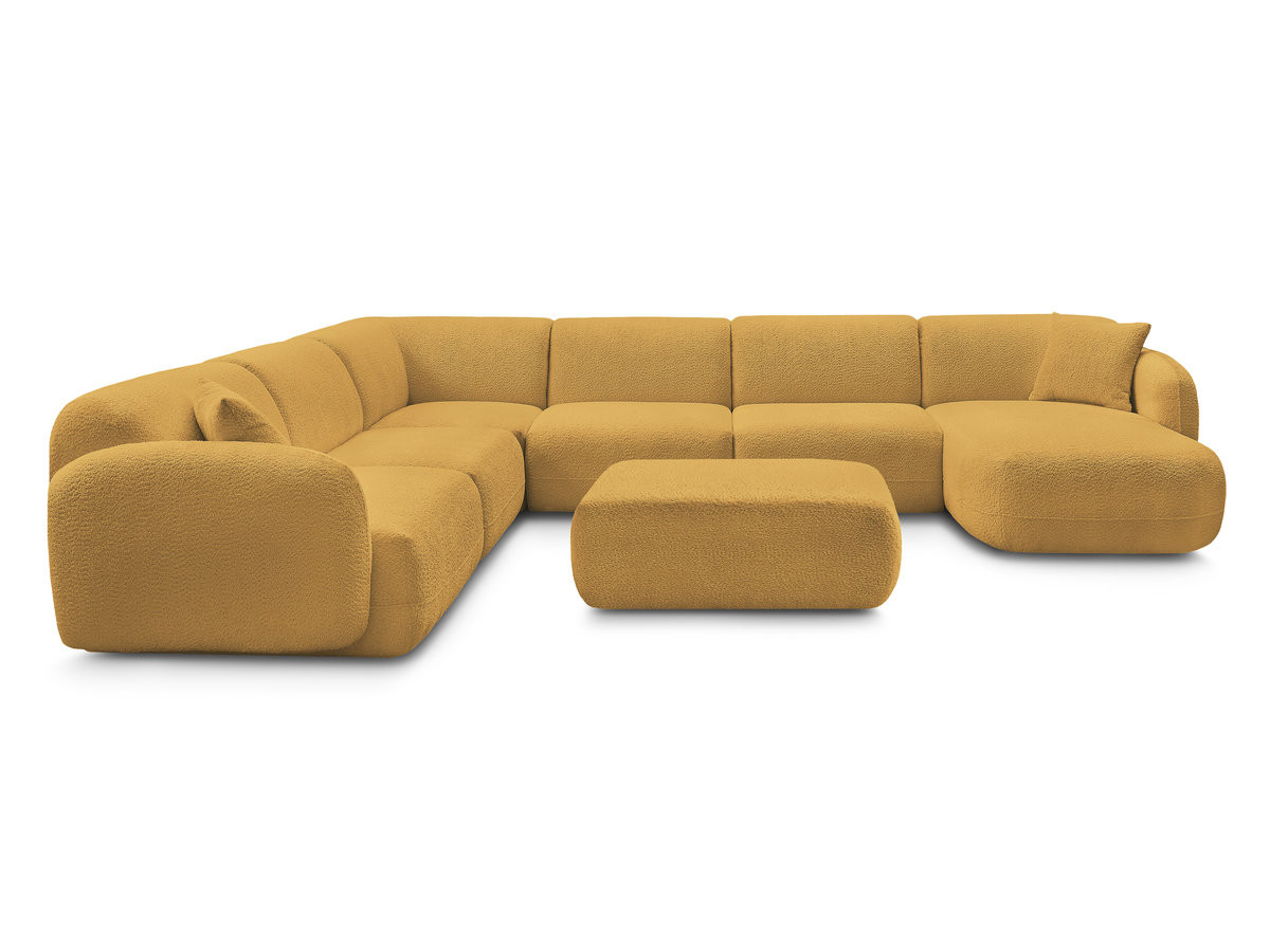 Bobochic Anda Wohnlandschaft mit Pouf 373 × 289 cm Chenille Gelb Ecke links