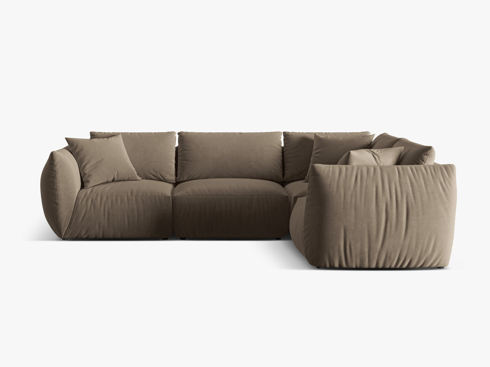 Micadoni Ecksofa Chris 4-Sitzer Rechts Samt Hellbraun