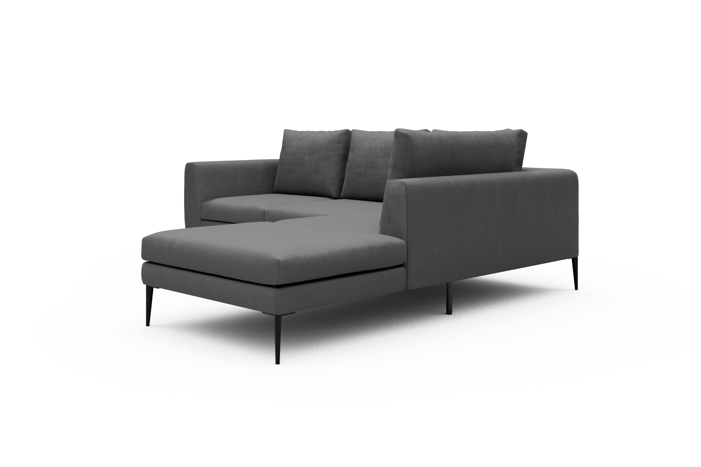 Ecksofa Paul Relax-Ecke rechts mit 2-Sitzer Cordufine-Grey