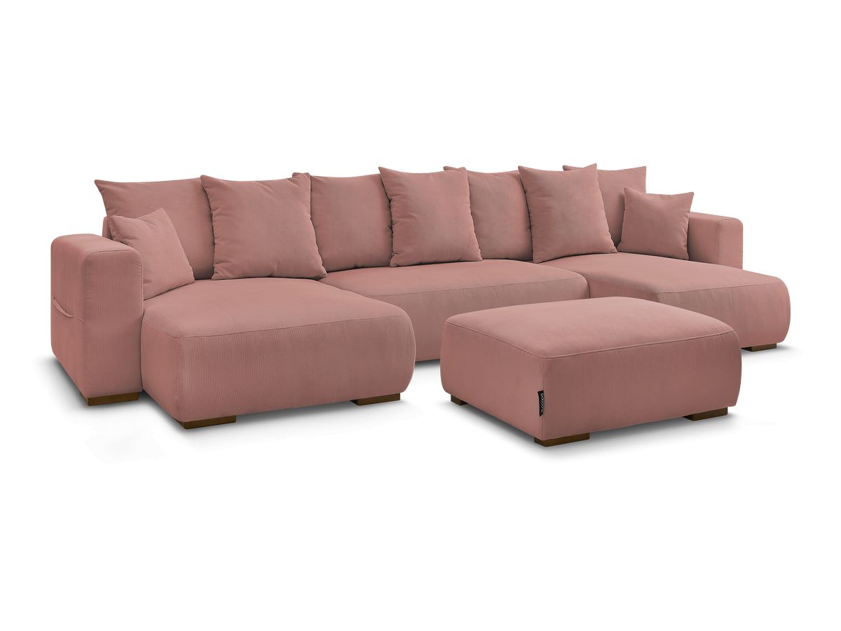 Bobochic Sidonie Wohnlandschaft mit Pouf Cordsamt Rosa