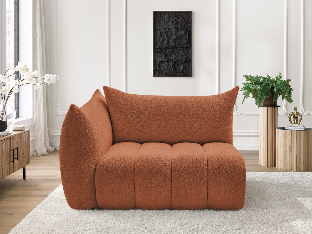 Bobochic Azra Sofamodul 2-Sitzer 143 × 112 cm Bouclé-Stoff Orange Ecke links