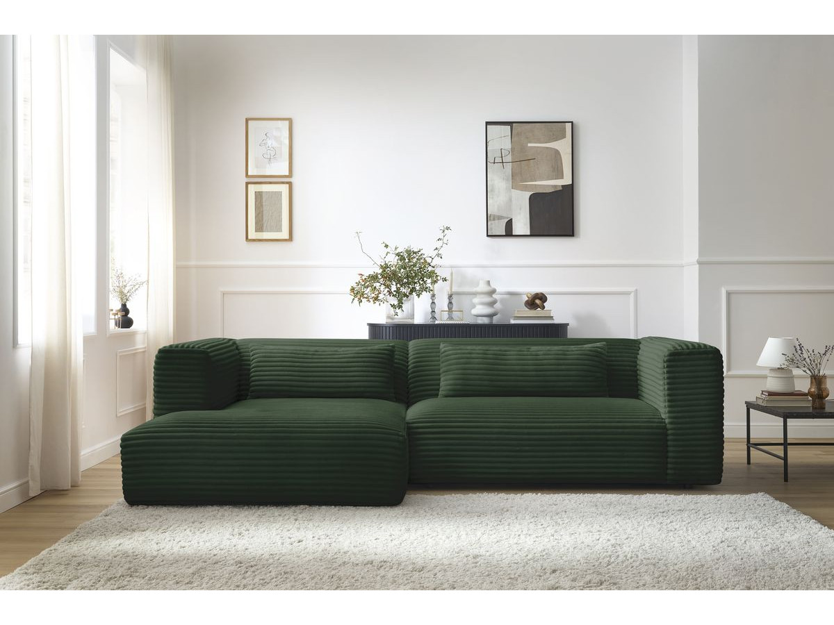 Bobochic Harry Ecksofa Breitcord weich Grün Ecke links
