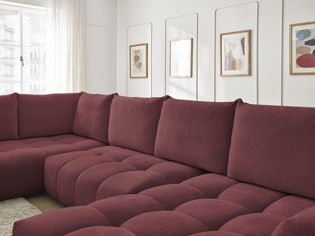 Bobochic Everest Wohnlandschaft, 6 Kissen Melange-Stoff Rot Ecke rechts