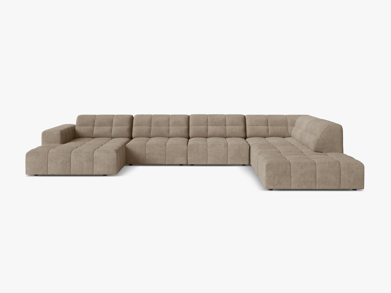 Micadoni Panorama Ecksofa Jennifer 7-Sitzer Chenille Eden Dunkelbeige Rechts