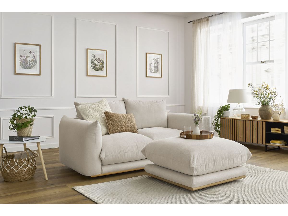 Bobochic Ernest Sofa 3-Sitzer mit Pouf 193 × 106 cm Stoff Beige
