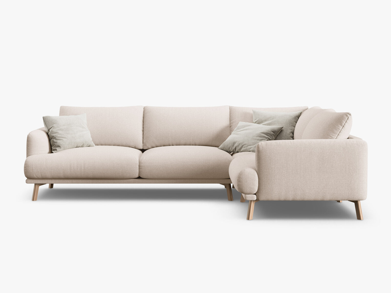 Micadoni Ecksofa Naomi 4-Sitzer große Version Rechts Strukturierter Stoff Liberty Beige
