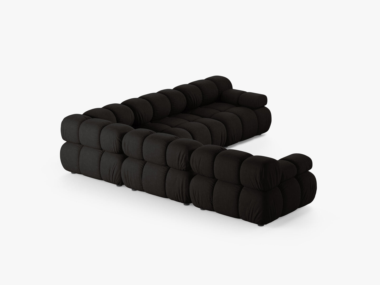 Micadoni Symmetrisches Ecksofa Bellis 5-Sitzer Strukturierter Stoff Liberty Schwarz