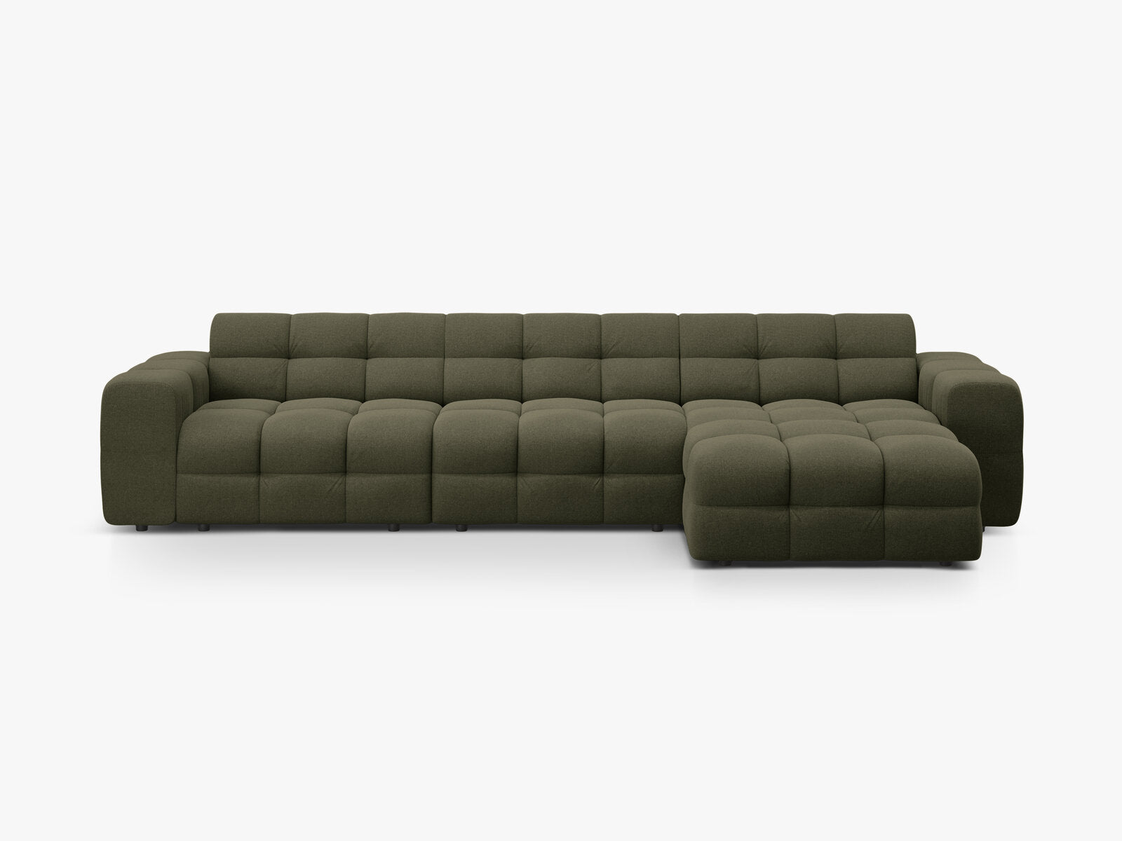 Micadoni Ecksofa Kendal 5-Sitzer Rechts Strukturierter Stoff Amazonas Grün
