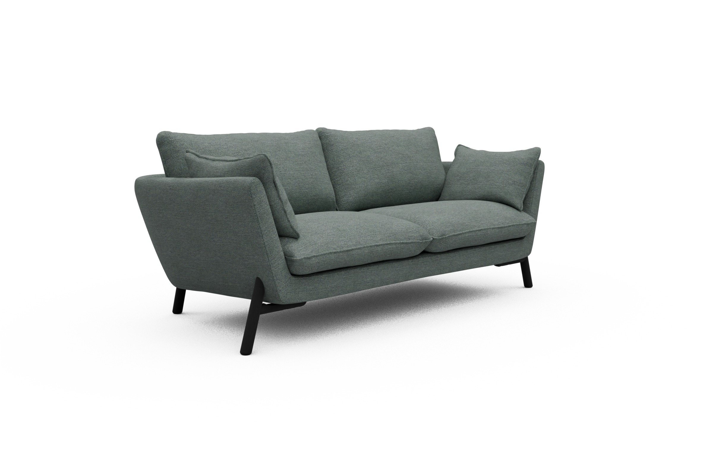 Sofa Emil 2-Sitzer Beinfarbe Eiche Schwarz Carreno-Ice-Blue