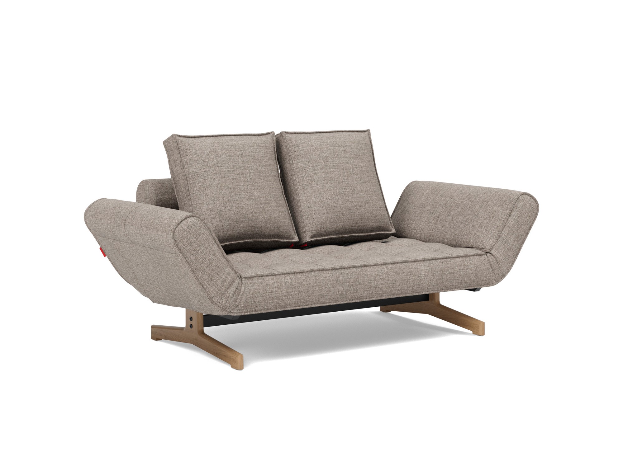 Tagesbett Ghia Chenille Yuveno 472-Warm-Grey Beine Eiche