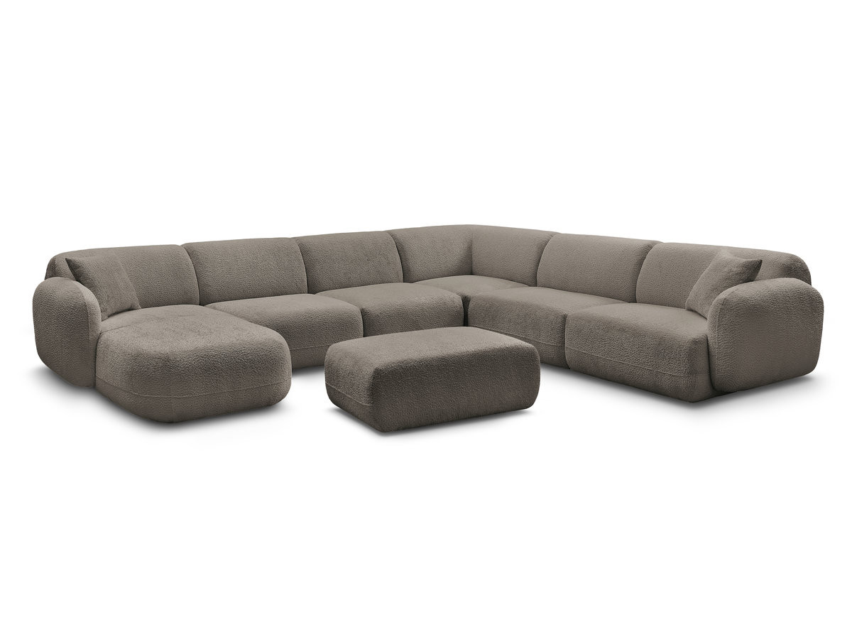 Bobochic Anda Wohnlandschaft mit Pouf 373 × 289 cm Chenille Taupe Ecke rechts