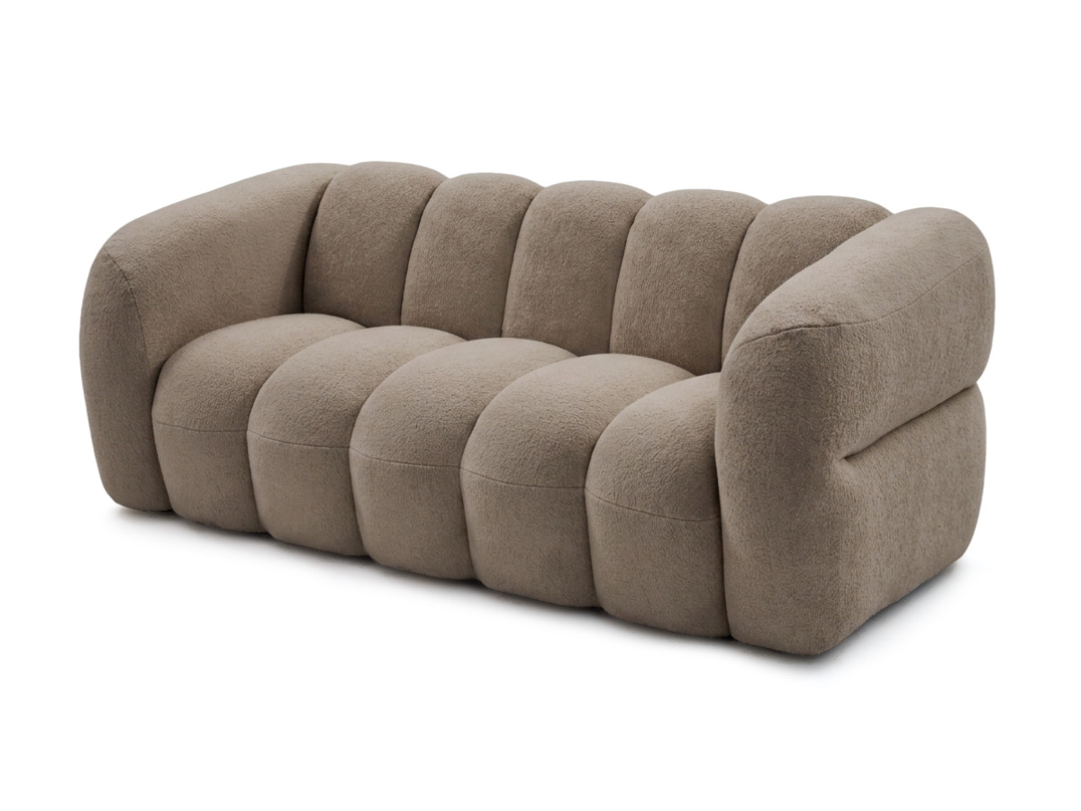 Bobochic Curvy Sofa 3-Sitzer Kunstfell Dunkelbraun