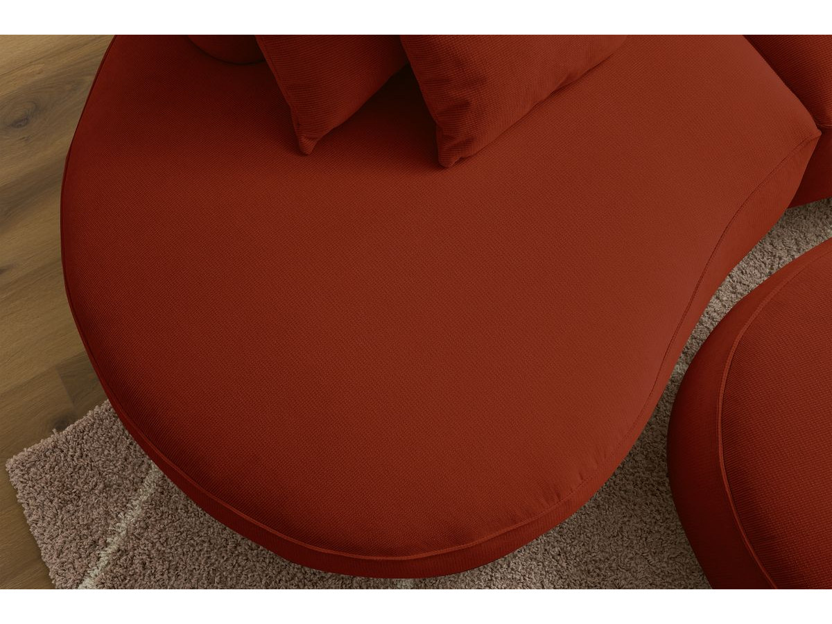 Bobochic Saint-germain Sofa 5-Sitzer mit Pouf Strukturstoff Rot