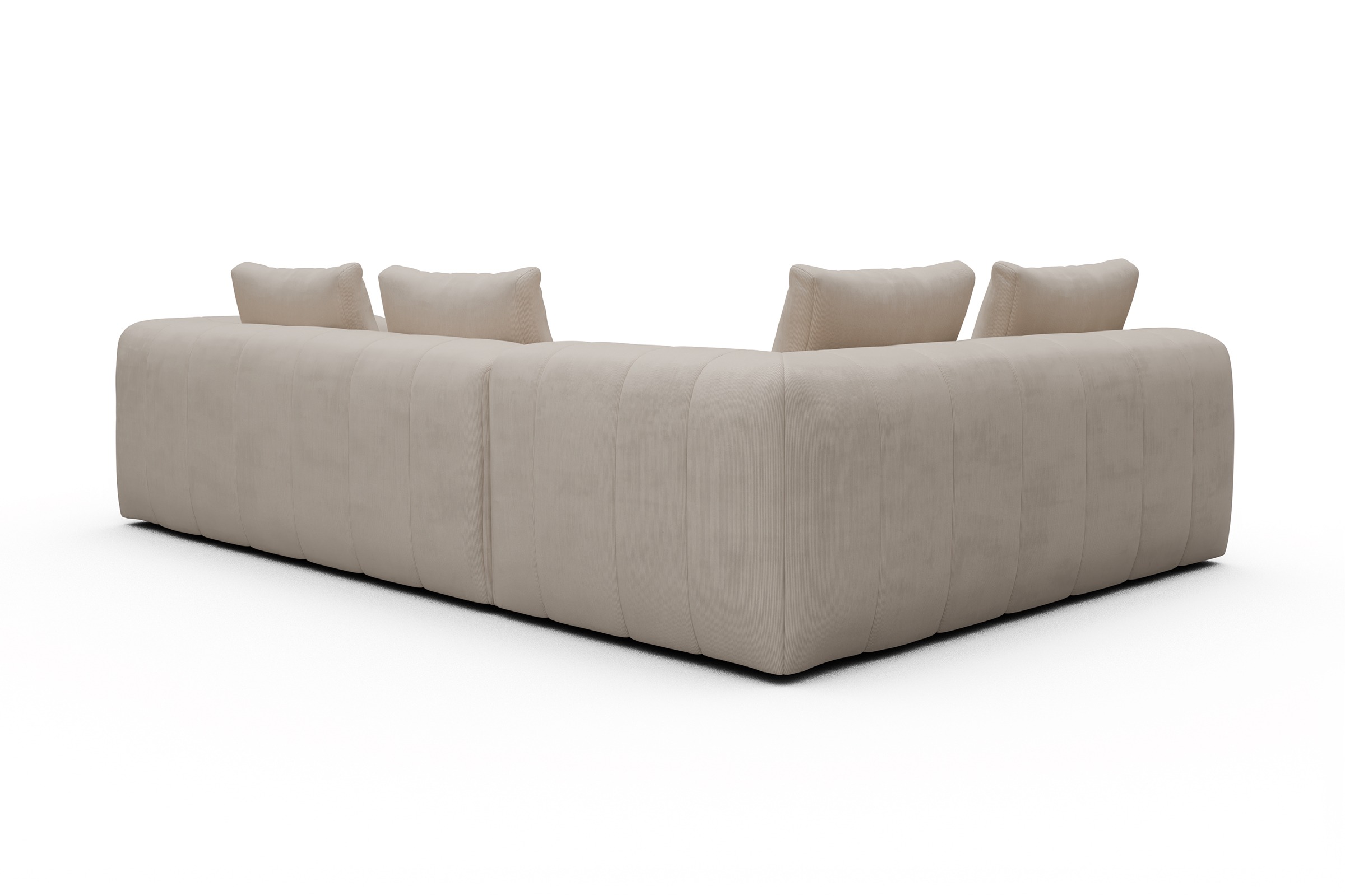 Ecksofa Hugo 2x 2,5-Sitzer Armlehne rechts Cordufine-Off-White