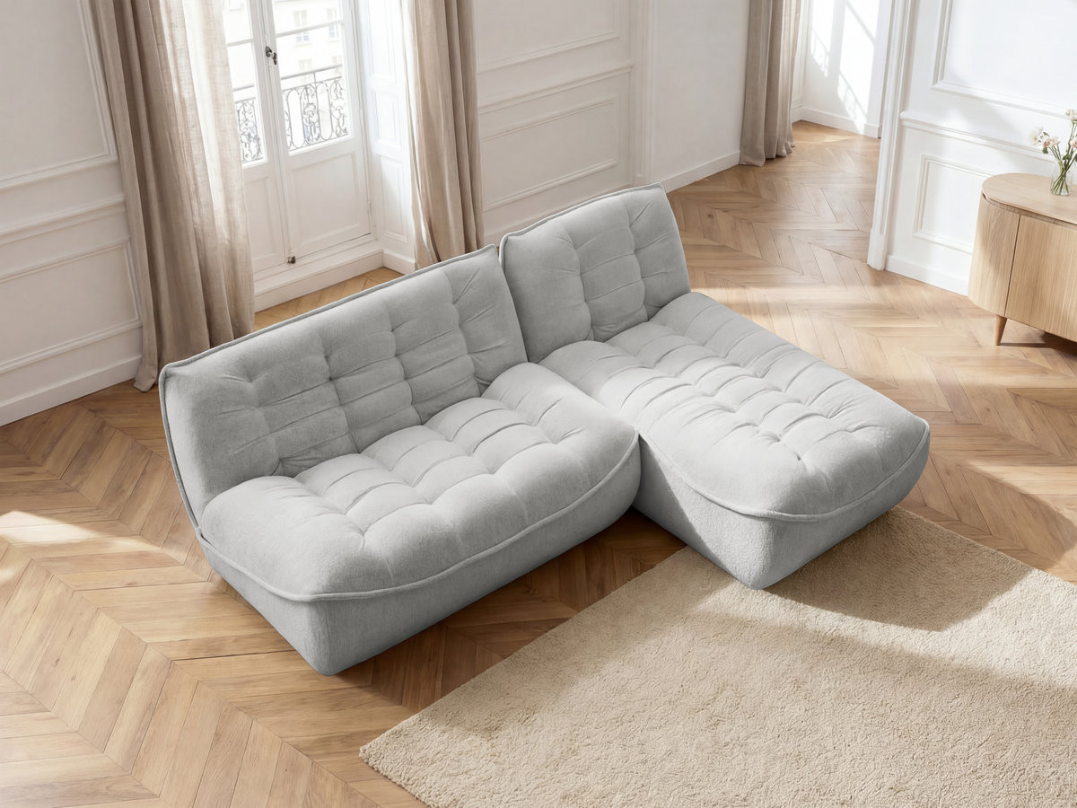 Bobochic Serena Ecksofa Melange-Stoff Hellgrau