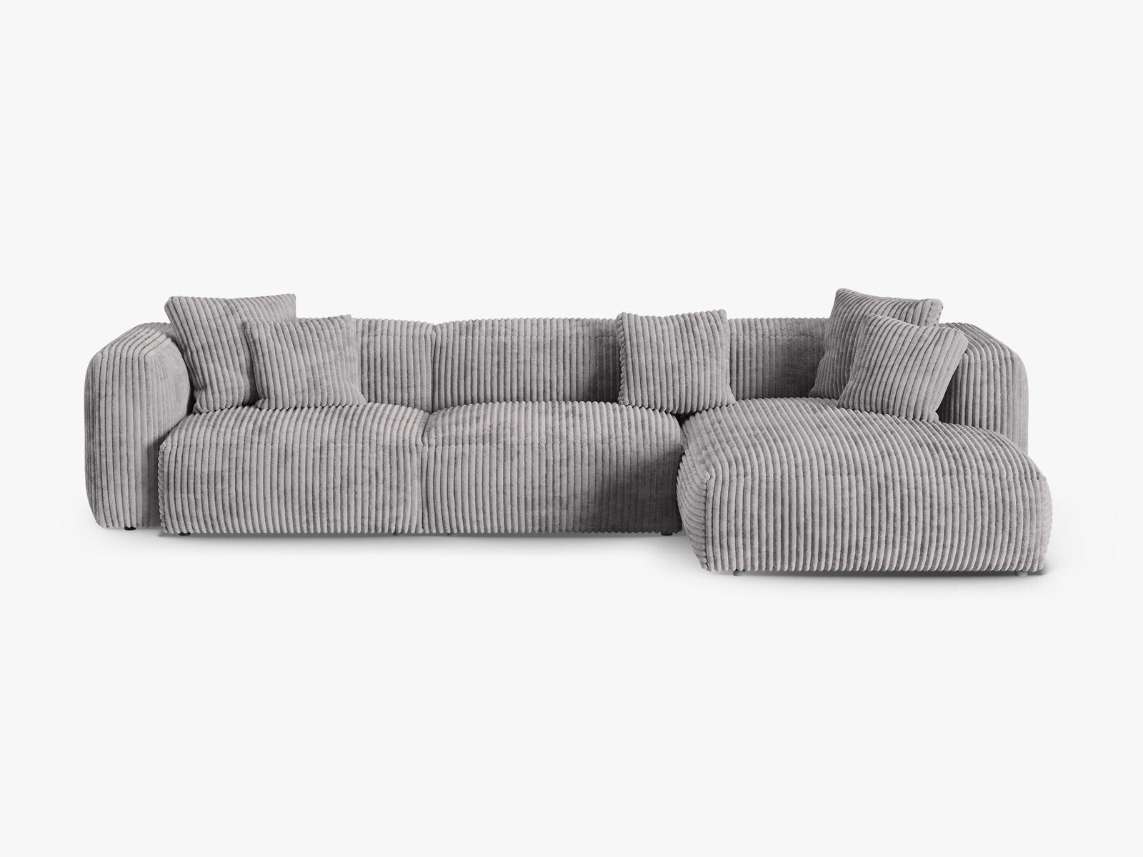 Micadoni Ecksofa Martina 3-Sitzer 90cm Sitztiefe Rechts Kord Tilia Hellgrau