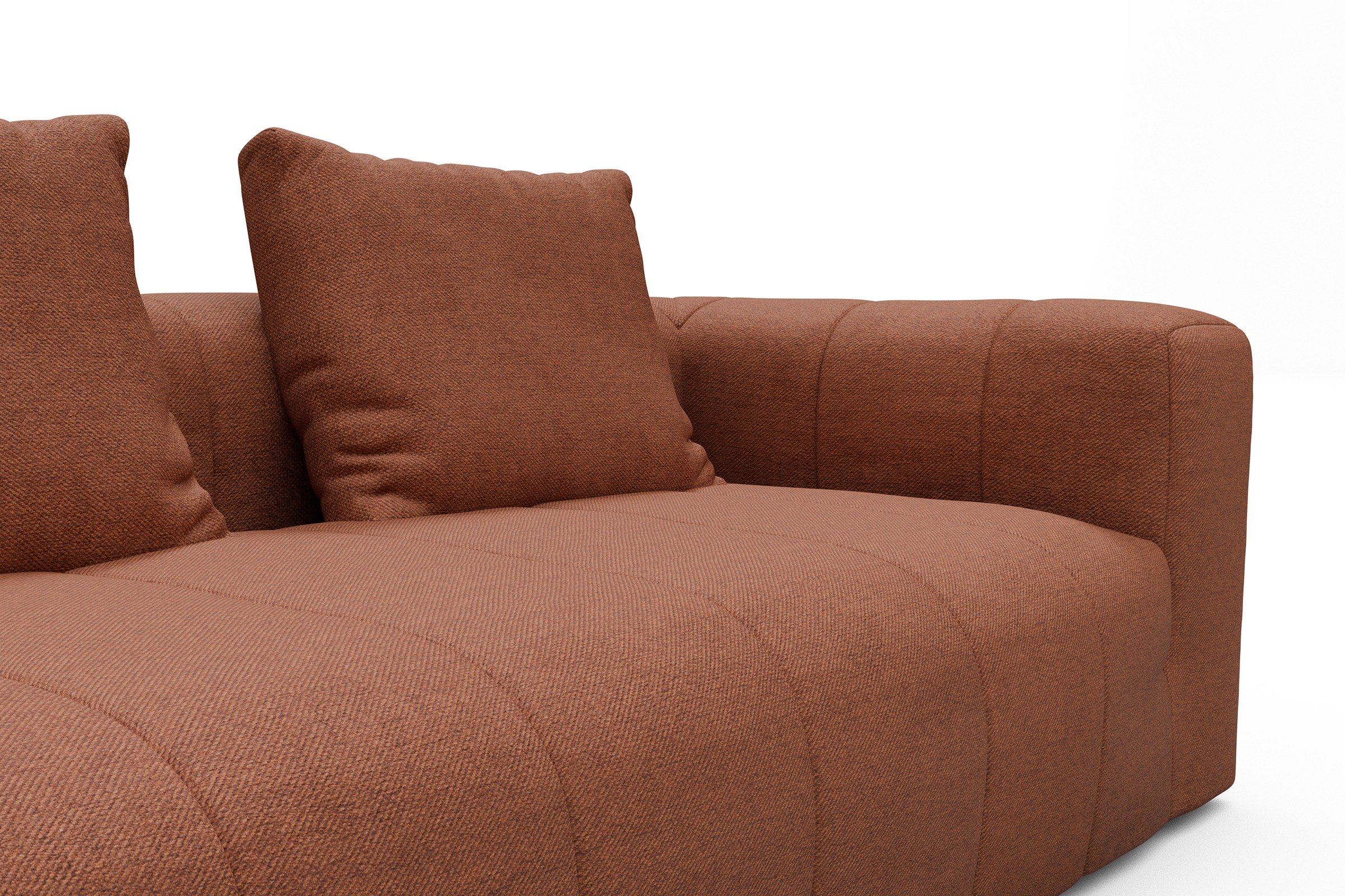 Ecksofa Hugo 2,5-Sitzer Armlehne rechts mit Chaiselongue Weda-Rust