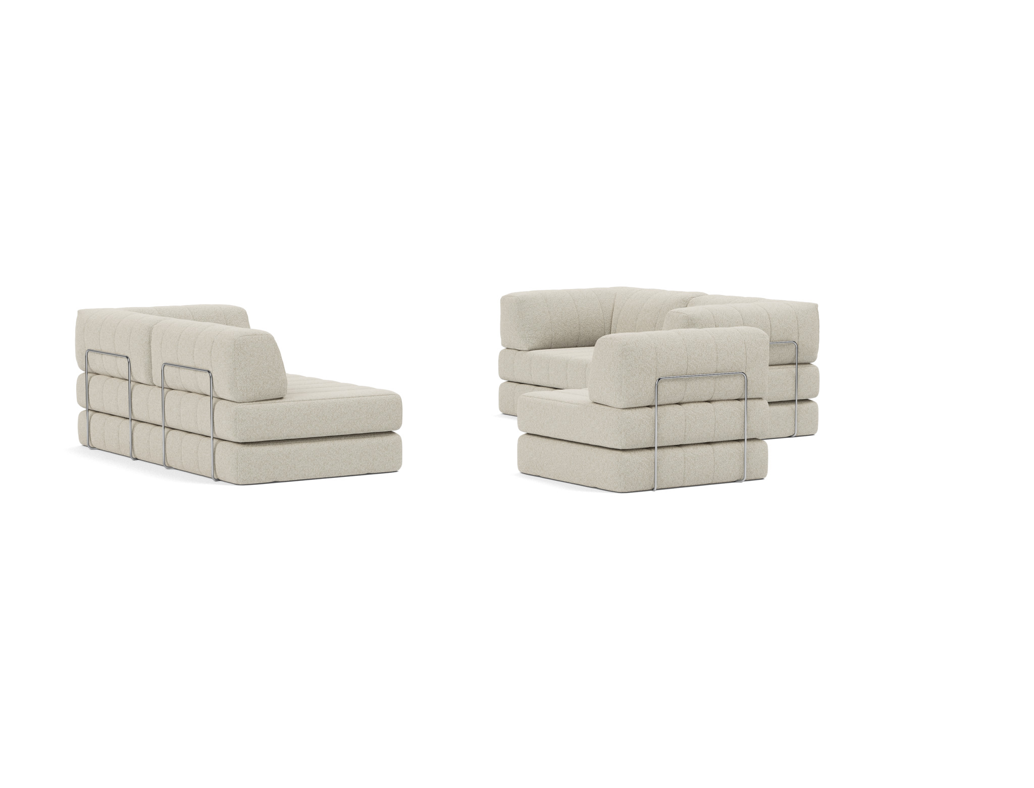 Eck-Schlafsofa CozyPad mit Armlehnen Boucle Skandi 539-Beige