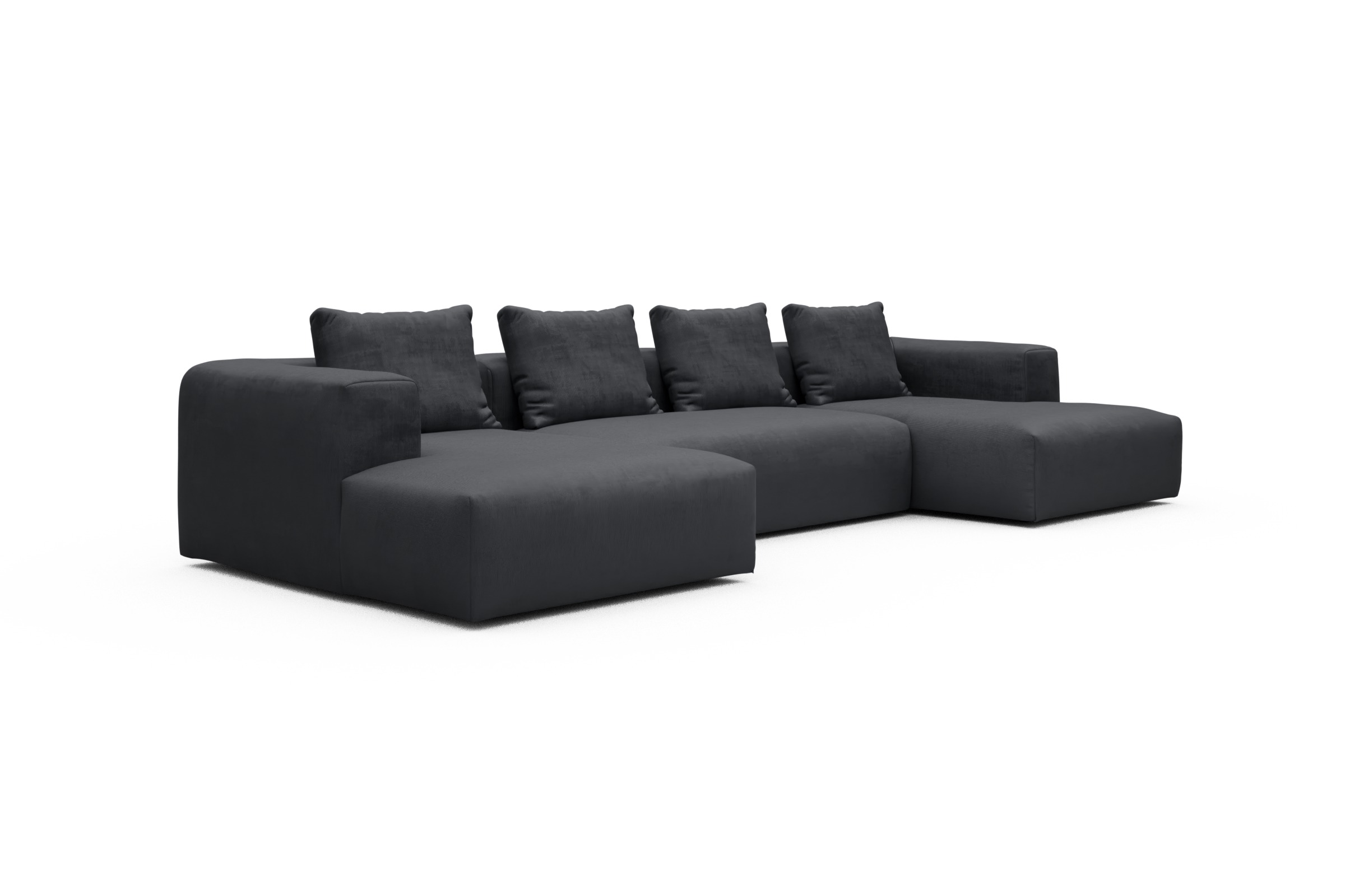 Wohnlandschaft Fred mit 2-Sitzer und Chaiselongue beidseitig Cordufine-Slate-Grey