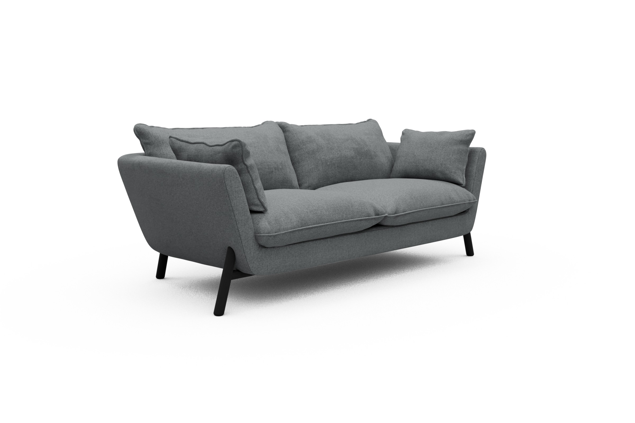 Sofa Emil PREMIUM 2-Sitzer Beinfarbe Eiche Schwarz Casone-Gravel-Grey