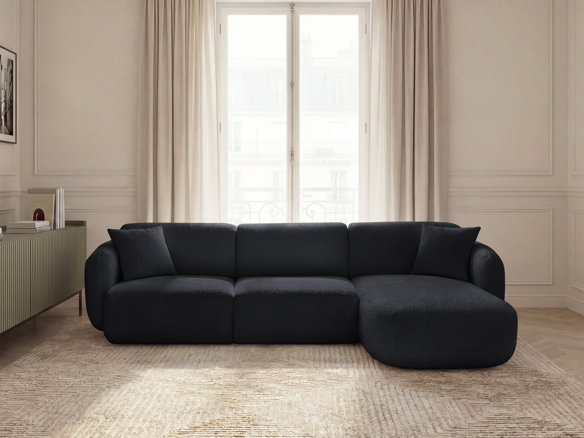 Bobochic Anda Ecksofa 292 × 163 cm Chenille Schwarz Ecke rechts