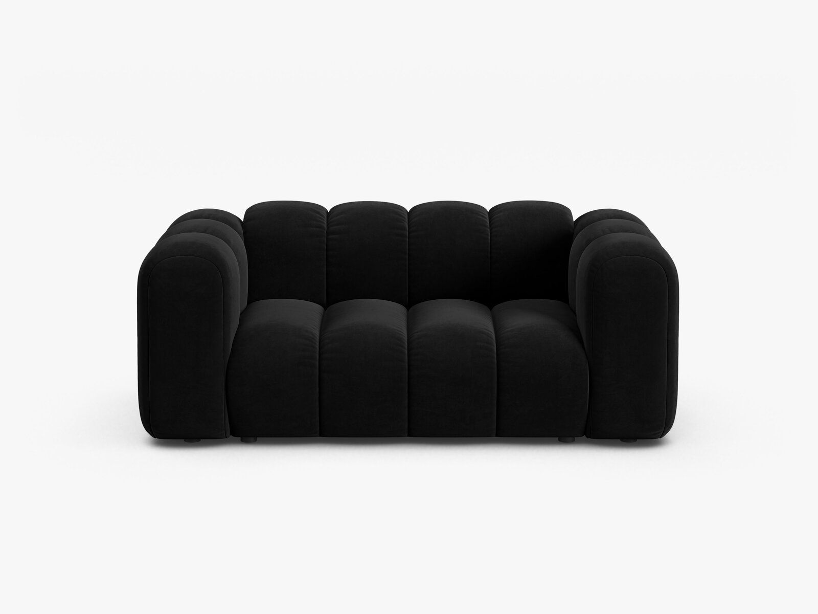 Micadoni Sofa Lupine 2-Sitzer kleine Version Samt Salvador Schwarz
