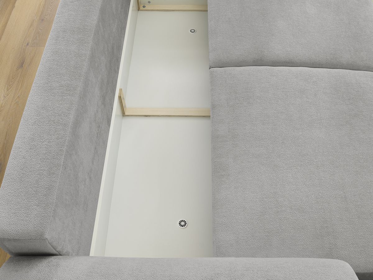 Bobochic Lucien Schlafsofa 3-Sitzer mit Bettkasten Stoff Hellgrau