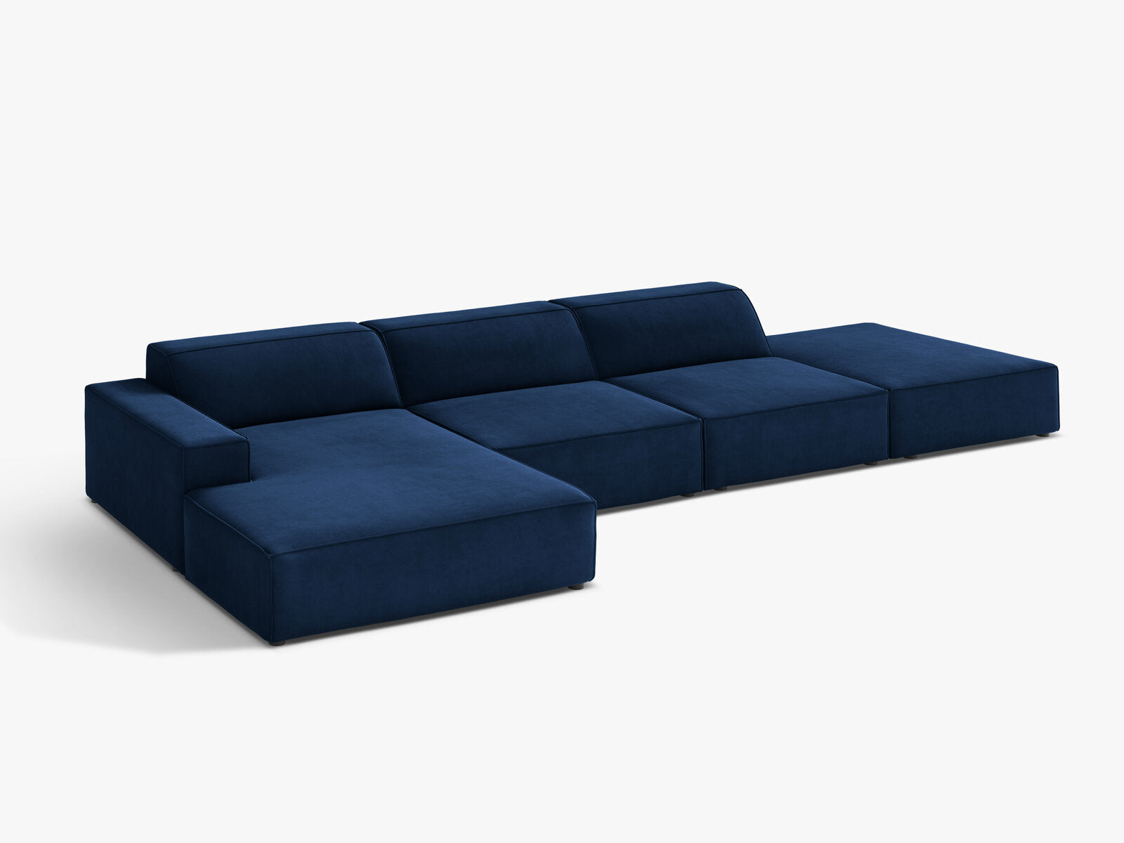 Micadoni Ecksofa Jodie 5-Sitzer Links Samt Bluvel Königsblau