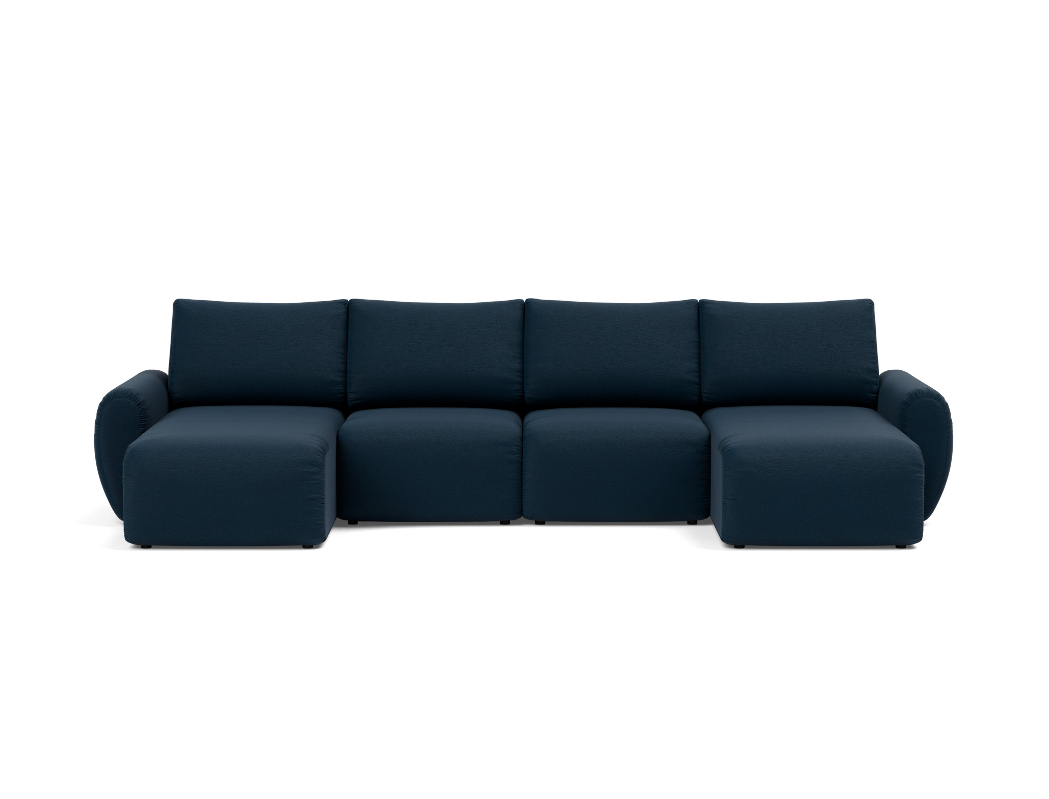 Schlafsofa Norum U-Form mit Curve-Armlehnen Flachgewebe Mixed Dance 528-Blue