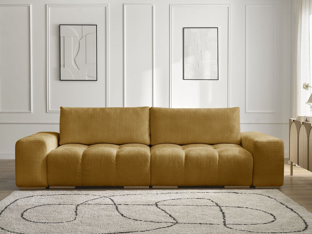 Bobochic Anakin Sofa 3-Sitzer, 2 Kissen Strukturstoff Gelb