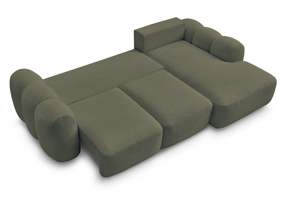 Bobochic Montaigne Ecksofa mit Schlaffunktion und Bettkasten 276 × 164 cm Bouclé-Stoff Grün Ecke rechts