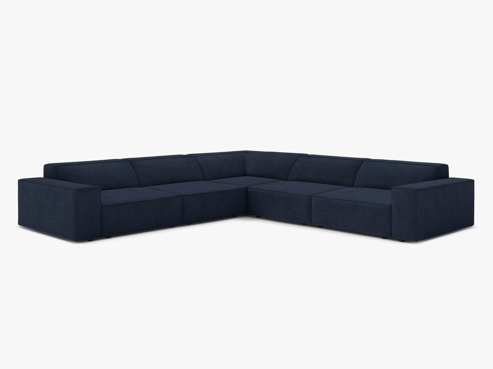 Micadoni Symmetrisches Ecksofa Jodie 6-Sitzer Strukturierter Stoff Liberty Marineblau