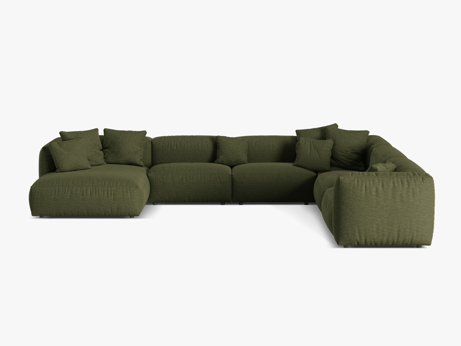 Micadoni modulares Ecksofa XL Martina 6-Sitzer Rechts Strukturierter Stoff Boston Grün
