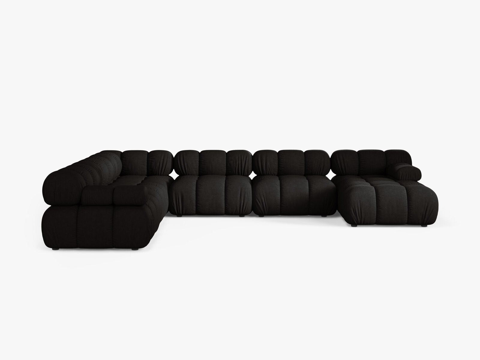 Micadoni Modulares Panorama Ecksofa Bellis 8-Sitzer Links Strukturierter Stoff Liberty Schwarz