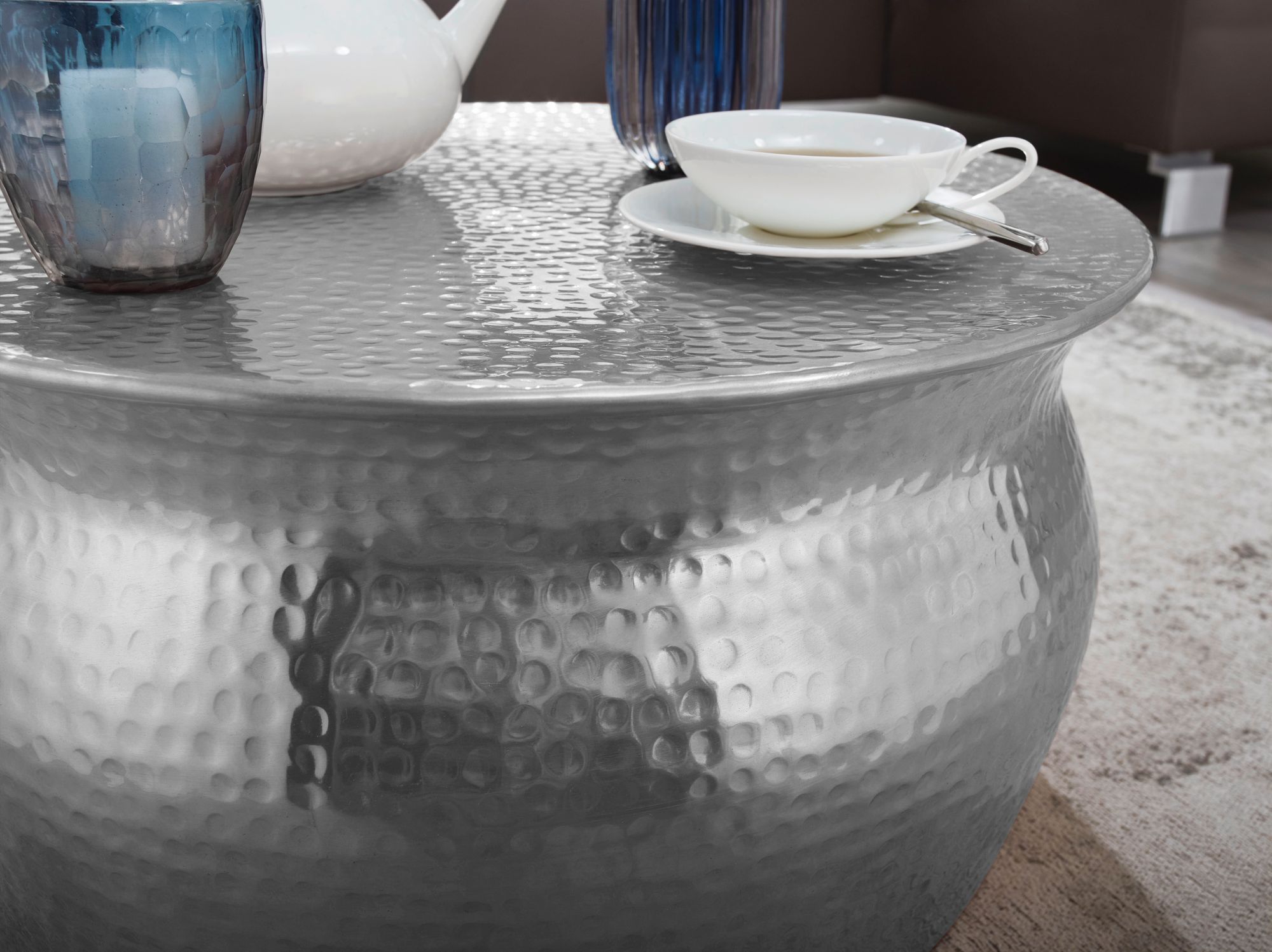 Couchtisch Selfoss Aluminium Silber Ø 60 cm